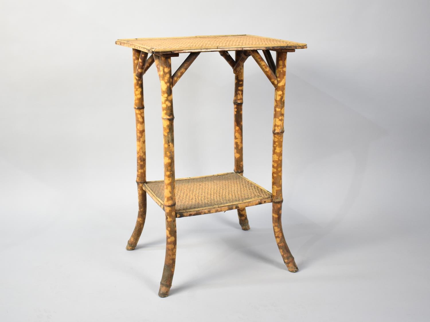 A Bamboo Framed Occasional Table with Stretcher Shelf, 46x37x71cms High