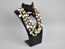 A Shell, Faux Pearl and Faceted Cut Stone Necklace