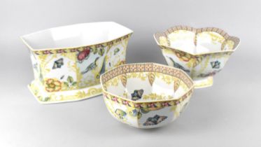 Three Pieces of Spode Sumatra to Comprise Planter, 25.5x17.5x13cm high, a Footed Bowl with Scalloped
