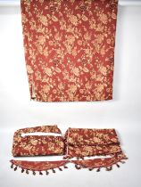 A Pair of Patterned Paoletti Curtains, 228x177cm Drop together with a Pair of Tie Backs and a Throw