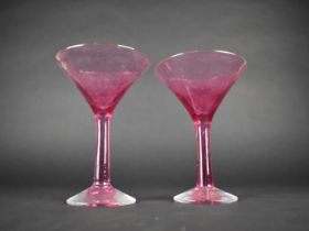 Two Hand Blown Coups with Pontil Bases, 17.5cms High