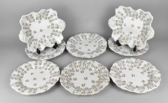 A 19th Century Polychrome Decorated China Fruit Set to Comprise Two Dishes and Eight Plates (Various