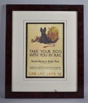 A Framed Railway Poster Print, 'Take Your Dog With You By Rail', 18.5x27cm