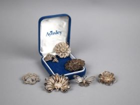 A Collection of Various White Metal and Silver Filigree Brooches to include Peacock, Deer, Flowers