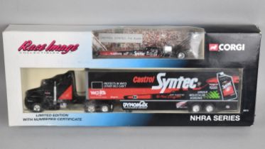 A Boxed Limited Edition Corgi Transporter and Dragster From the Race Image Collectable Series