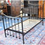 A Victorian Style Black Painted Metal Single Bed Frame