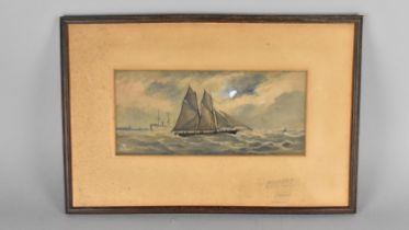 A Framed Watercolour Depicting Clipper in Full Sail, Monogrammed RM, Subject 31.5cms by 14cms