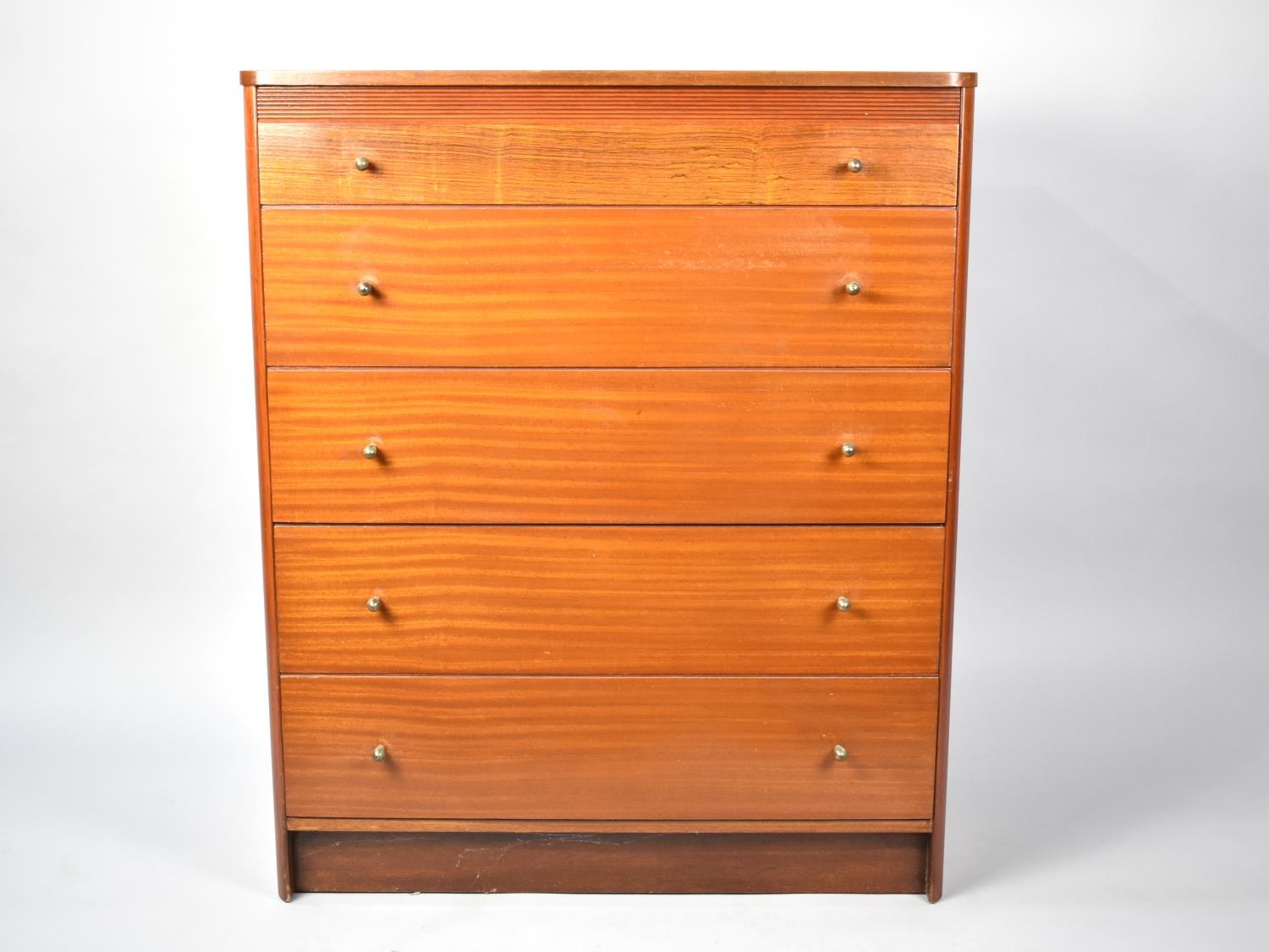 A Mid 20th Century Chest of Five Long Drawers, 80x42x96.5cms High