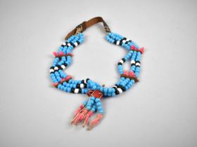 A Vintage Tribal Bead Necklace with Leather Strap Clasp