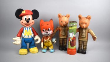 Two Vintage Rupert Figures, Rupert Kaleidoscope, Mickey Mouse Etc