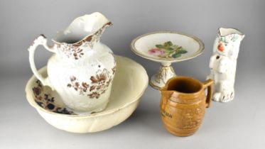 A Collection of Various Ceramics to comprise Porcelain Tazza with Hand Painted Rose Decoration,
