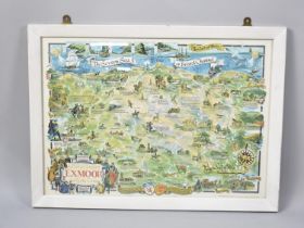 A Framed Map Print, A Part of Somerset, Exmoor and North Devon