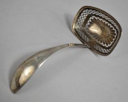 A Continental Silver Sifter Spoon with Pierced Bowl Incorporating Flower Head Motif, 15cm wide