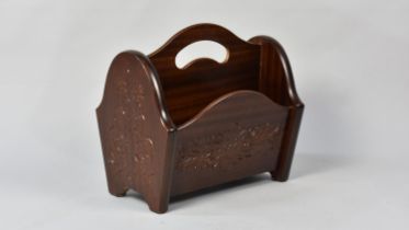 A Modern Mahogany Two Division Magazine Rack, 42cms Wide