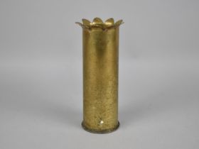 A Brass Trench Art Shell Base Dated 1904, 17.5cms High