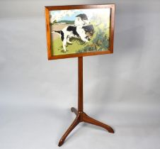 A Framed Tapestry on Tripod Stand Depicting Terriers Rabbiting, 52cms by 36cms