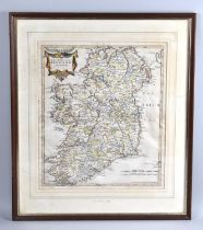 A Framed 17th Century Map, The Kingdom of Ireland, By Robert Morden, 1695, 37x43cms