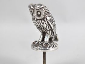 A Mid 20th Century Silver Plated Car Mascot in the Form of a Long Eared Owl, 8.5cms Long Plus