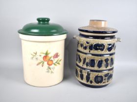 A Glazed West German Rumtopf Lidded Jar and a Glazed Ceramic Bread Bin