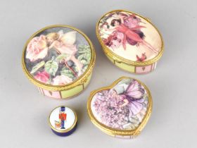 Three Royal Worcester Connoisseur Collection Fairy Decorated Boxes Together with a Halcyon Days