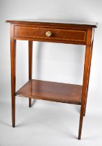 An Edwardian Inlaid Rectangular Side Table with Single Drawer and Stretcher Shelf, Tapering Square