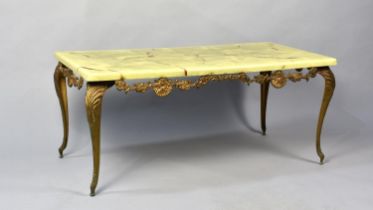 A Mid 20th Century Onyx and Brass Rectangular Coffee Table, 91cms Long