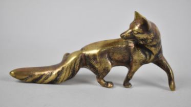 A Heavy Brass Study of a Standing Fox, 21.5cms Long