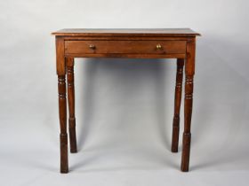 An Edwardian rectangular Side Table with Single Long Drawer and Turned Supports, 81cms Wide