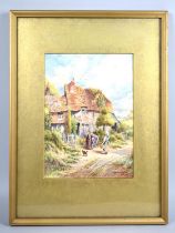 A Gilt Framed Watercolour, A Sussex Cottage by Macauley, 7x23.5cms