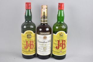 Two Bottles J & B Blended Scotch Whisky together with a Single Bottle of Canadian Club Blended