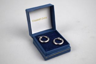 A Pair of 9ct White Gold Unoaerre Hooped Earrings, 1.3gms