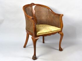 A Late 19th/Early 20th Century Bergere Tub Armchair with Front Cabriole Paw Feet and Sabre Backs