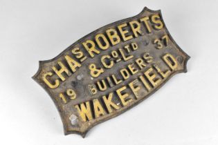 A Vintage Cast Metal Sign for Charles Roberts & Co, Wakefield 1937, 29cms Wide