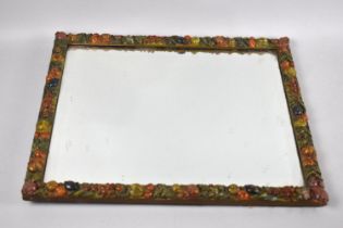 An Edwardian Rectangular Barbola Mirror with Moulded Fruit Decoration to Frame, 42x35cms