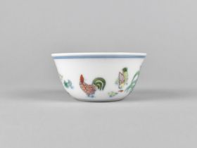 A Chinese Porcelain Doucai Chicken Cup, Ming Character Mark to Base, 8.5cm x 4cm high