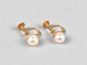 A Pair of 9ct Gold and Pearl Screw Back Earrings
