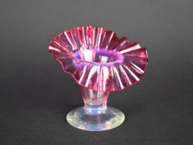 A Small Late Victorian Cranberry Glass Jack in the Pulpit Vase, 8.5cms High