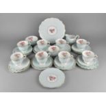 An Aynsley Tea Set Decorated with Rose Spray on Blue Ground to Comprise Nine Cups, Nine Side Plates,