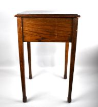 A Mid 20th Century Oak Sewing Table with Hinged Lid, Square Tapering Supports and Spade Feet, 37.5cm