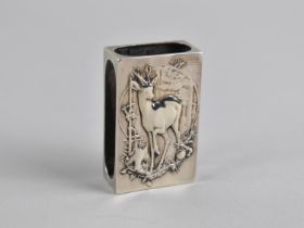 A French Silver Match Box Cover Decorated with Deer in Relief, Stamped 'Depose 900' to Back, 14g,