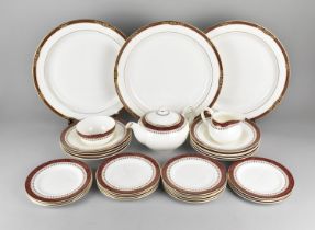 A Royal Doulton Caspian Pattern Part Service to Comprise Three Large Serving Plates, Nine Bowls,