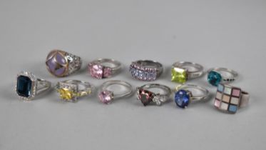 Eleven Various Silver Mounted Rings, Various Stones etc