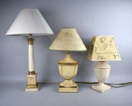 A Collection of Three Modern Table Lamps and Shades, Tallest 62cms High