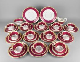 A Grosvenor China 'Ye Olde English' Pink and Cream Trim Tea Set Enriched with Gilt Highlights and