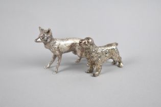 A Modern Silver Plated Bronze Figure of a Fox, Signed Moore for Hantel, 12cms Long, together with