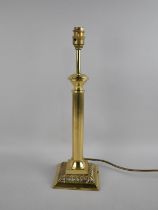 A Modern Brass Table Lamp in the Form of a Reeded Column, No Shade, 44cms High