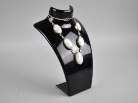 A Silver and White Howlite Necklace, S Clasp Stamped 925