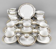 A Tuscan China Black Inset Rose Decorated Trim Decorated Tea Set to Comprise Eight Cups, Eight