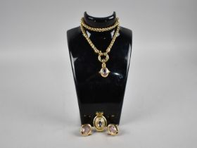 A Collection of Vintage Gold Plated Heavy Set Jewellery to Comprise Pendant on Chain, Clip on