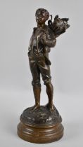 A Late Victorian/Edwardian French Spelter Figure after Lavergne, Farmer with Sheaf of Corn, 32cms